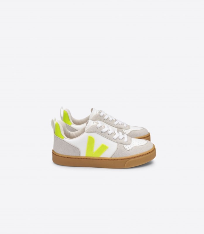 Veja V-10 κορδόνια Cwl White Jaune Fluo