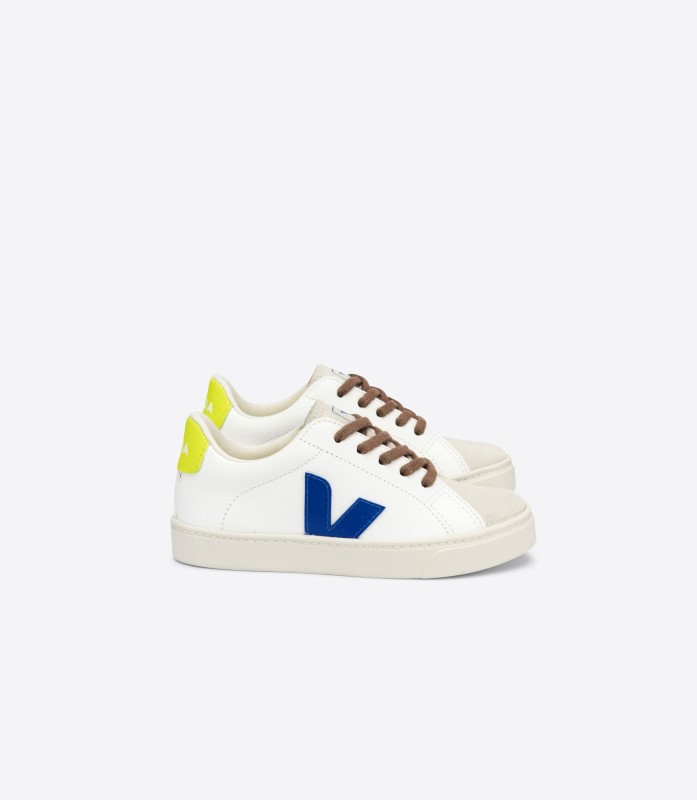κορδόνια από δέρμα χωρίς χρώμιο λευκό Indigo Jaune Fluo Collection Veja