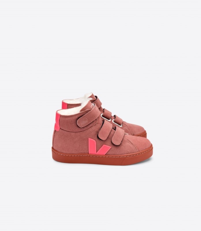 Veja Esplar Mid Fured Suede Dired Petal Rose Fluo